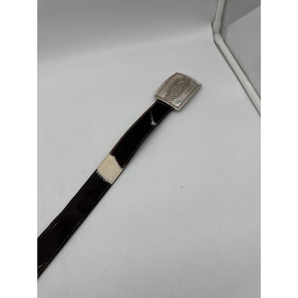 Navasota 1995 cow hair belt with‎ silver buckle sz M/28” main image 4
